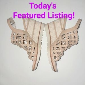Todays Featured Listing Sz 9.5 Leather Strappy Wedge shoes